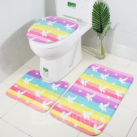 5 Styles Rainbow brick Bathroom Anti-skid 3 Piece Set