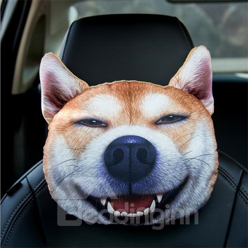 Almohada suave creativa del cuello del coche de la cara animal 3D