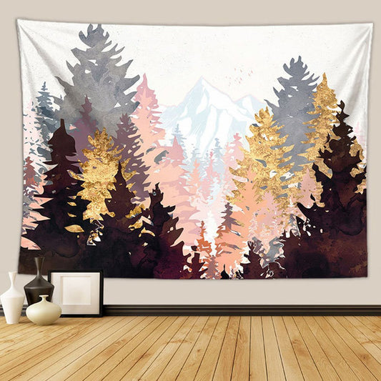 Forest Tree  Mountain Sunset Tapestry Nature Landscape Tapestry Wall Hanging for Bedroom Dorm Living Room Home Decor