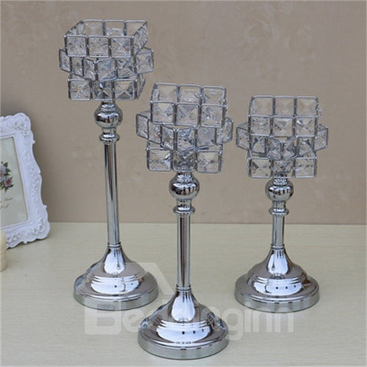 European Style Modern and Fashion Silvery Crystal Hotel Decorations Candle Holder