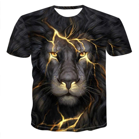 Schwarzes 3D-Druck-Wildwolf-Herren-T-Shirt, kreatives, lässiges Paar-Outfit, Unisex, kurzärmlig, Rundhalsausschnitt, lockere T-Shirts 