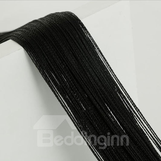 Decoración de puerta divisoria de habitación con cortina de hilo negro/gris puro