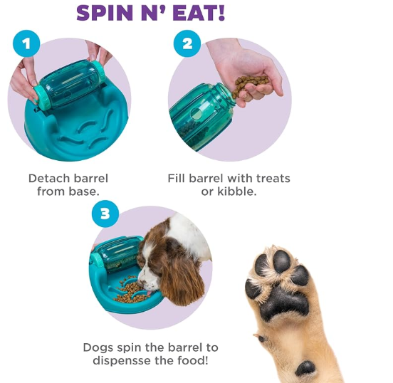 Outward Hound Nina Ottosson Spin N' Eat Dog Puzzle Toy & Slow Feeder, 11.6"