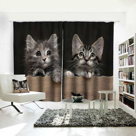 Cortinas opacas grises con estampado de animales en 3D, tratamientos de ventana para sala de estar, dormitorio, cortinas de ventana, juego de 2 paneles, decoración del hogar 