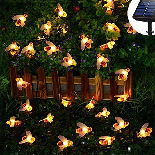 Solar String Lights 10 LED Outdoor Waterproof Simulation Honey Bees Decor for Garden Xmas Decorations Warm White