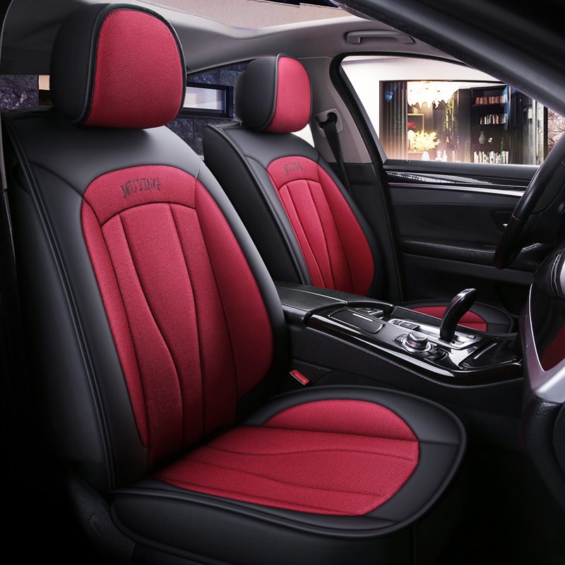 Vollständiger Satz Autositzbezüge, Airbag-kompatibel, atmungsaktive und langlebige Materialien, Autozubehör, Sitzkissen, geeignet für die meisten Autos 