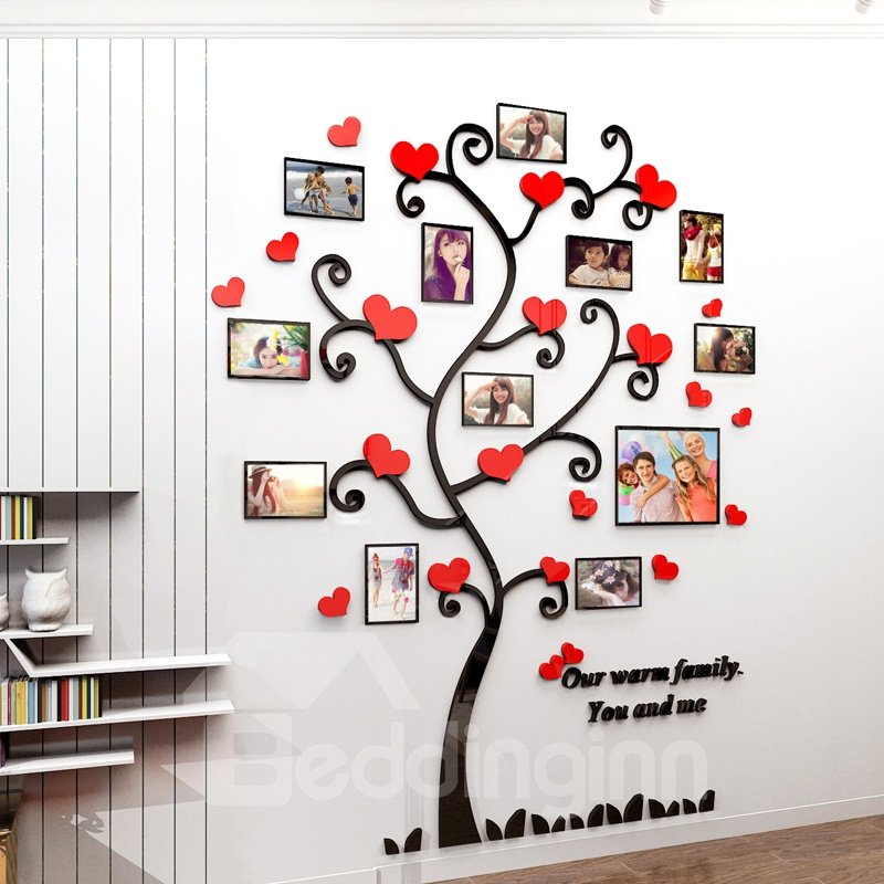 Pegatinas de pared acrílicas 3D, marcos de fotos, calcomanía de pared de árbol genealógico, fácil de instalar y aplicar, pegatina decorativa para marco de galería de fotos DIY, arte para el hogar