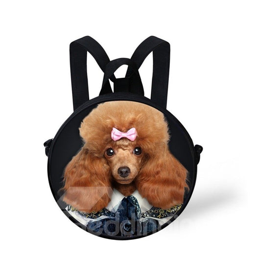 Mochila redonda con hombros y bolso escolar con patrón de Mr.Poodle en 3D