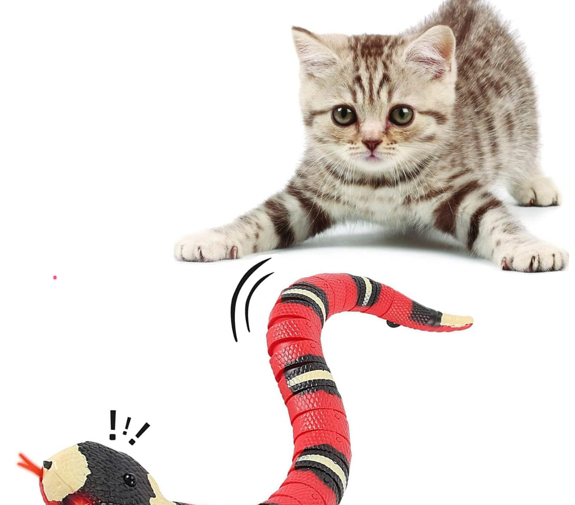 CSD Interactive Smart Sensing Snake Toy for Cats, Dogs &Kids - USB Rechargeable, Automatically Senses Obstacles - Electric Toy Gift & Prop for Halloween, Christmas & April Fools