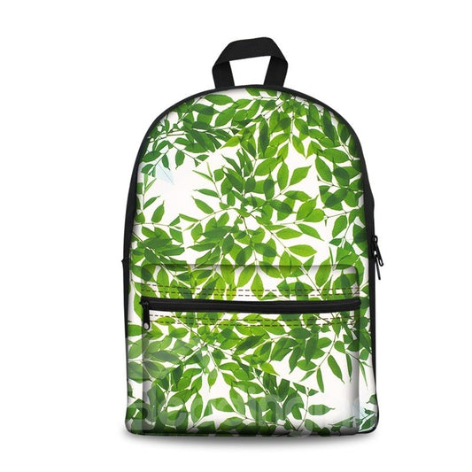 Kids School Backpack For Boys & Girls 3D Green Leaves Print Design?