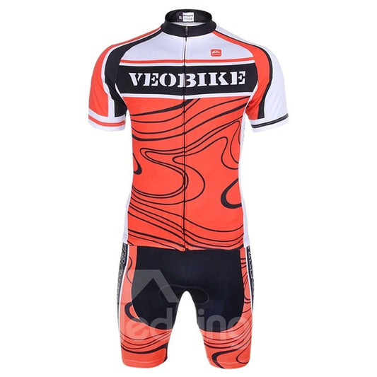 Hombre Ciclismo Naranja Rojo Conjunto de Ropa Transpirable Secado rápido Maillot Brillo