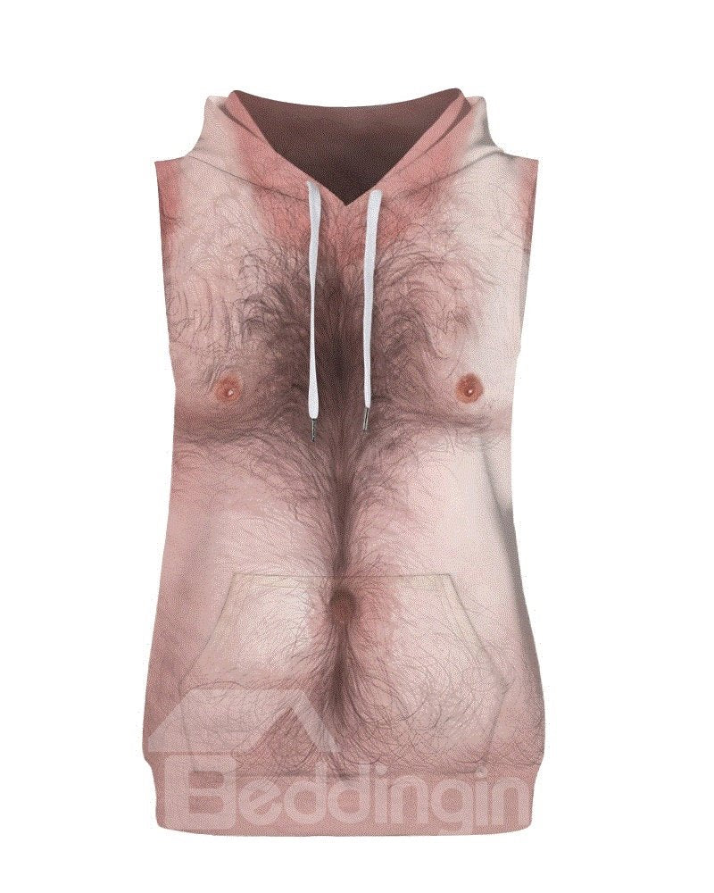 Brusthaar-Design, ärmelloses Pullover-Kapuzen-Männermode-T-Shirt
