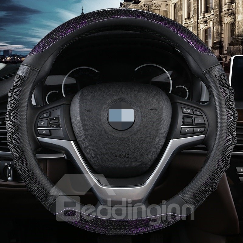 Simple Style Plain Pattern Leather Material Steering Wheel Cover