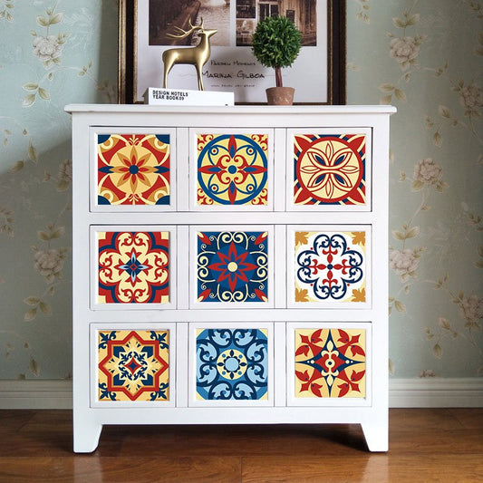 Etiqueta de la pared Color Retro Azulejos de cerámica Parche Cocina Baño Renovación del hogar Cristal decorativo Etiqueta de la pared autoadhesiva 16 piezas