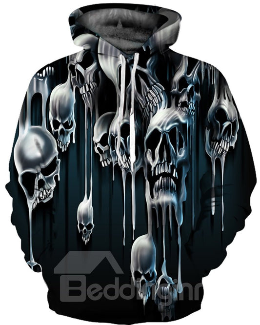 Cool Long Sleeve Horrible Skulls Pattern 3D Painted Hoodie