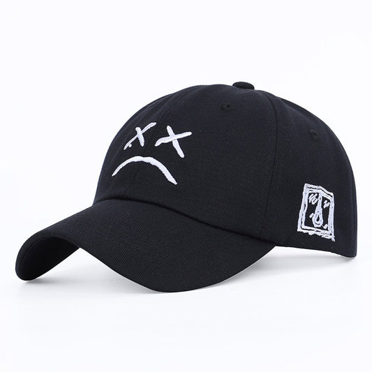 100% Cotton Lil Peep Sad Face Hat Embroidery Baseball Cap Hip Hop Cap Golf Snapback Adjustable Baseball Cap