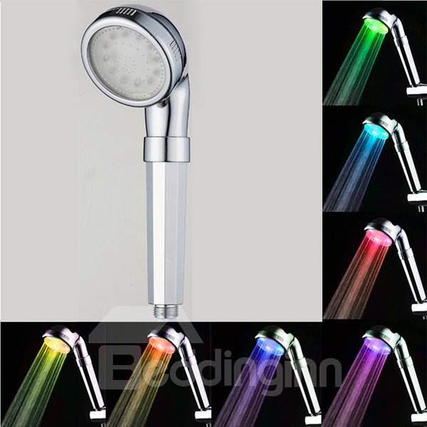 Cabezal de ducha de mano con 7 colores LED vibrantes que cambian automáticamente cada pocos segundos 