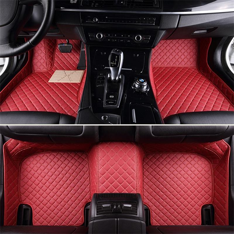 Luxury Series Plaid Trims Design Leather Carpet Custom Fit Car Floor Mats Liners