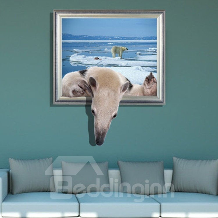 Etiqueta de la pared con diseño de oso polar 3D creativo elegante