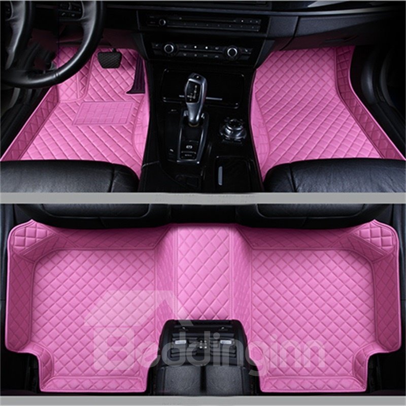 Durable Leather Grid Line Design Bright-coloured Durable Custom Fit Car Floor Mats Anti-skid Wear-resistant Dirt-resistant Durable And Breathable