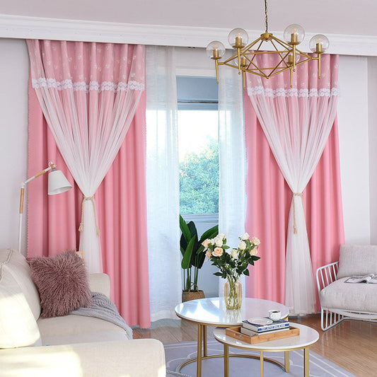 Princess Decoration Blackout Custom Curtain Sets for Living Room Bedroom Sheer and Shading Curtain