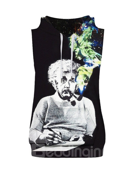 Einstein y su pipa de tabaco sin mangas pulóver con capucha hombres moda camiseta