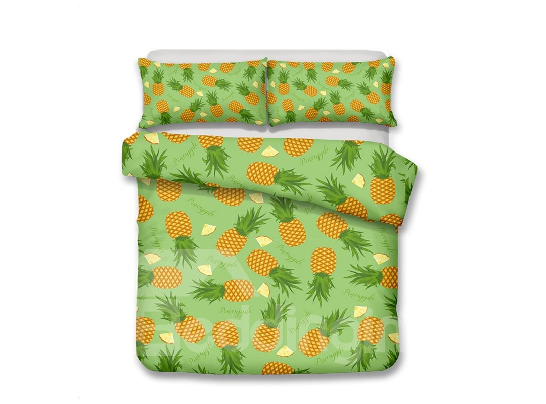Pineapple Wearing Sunglasses Printed 3-Piece 3D Bedding Sets/Duvet Covers