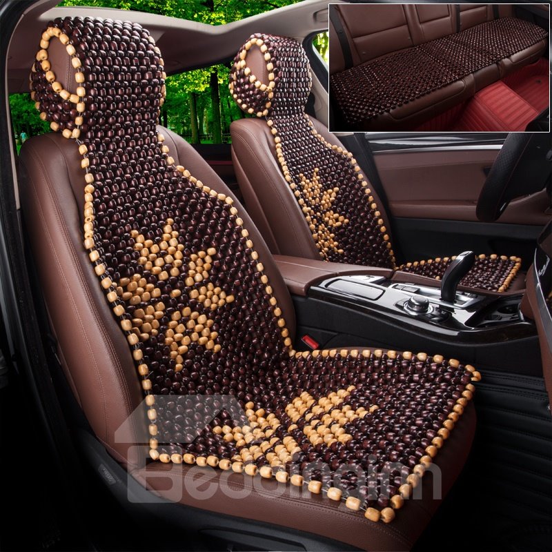 Moderner, geometrischer Muster-Holzperlen-Universal-Einzelautositzbezug