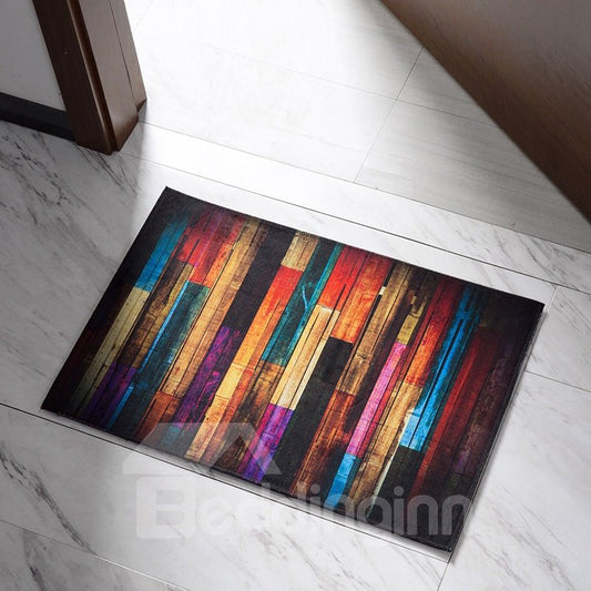 BOHO Fußmatte aus Holzbrett, rutschfest, Teppich, Bodenmatte, Küchenteppich