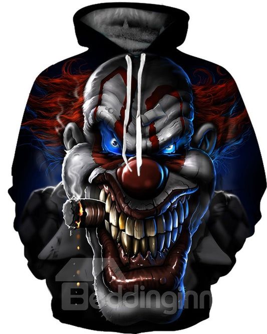 Long Sleeve Evil Clown Pattern 3D Painted Hoodie