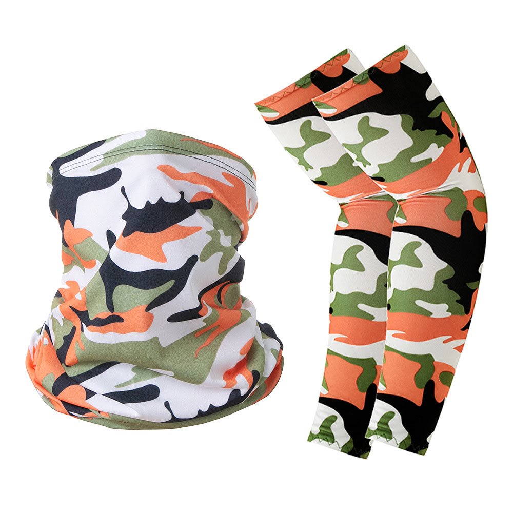 Kühlende Armstulpen mit Gesichtsbedeckung, Bandana-Set, UV-Sonnenschutz, Halstuch, Schal, Eisseide, kühlende Ärmel zum Abdecken von Armtätowierungen für Damen und Herren, Zubehör für Sommer- und Outdoor-Aktivitäten