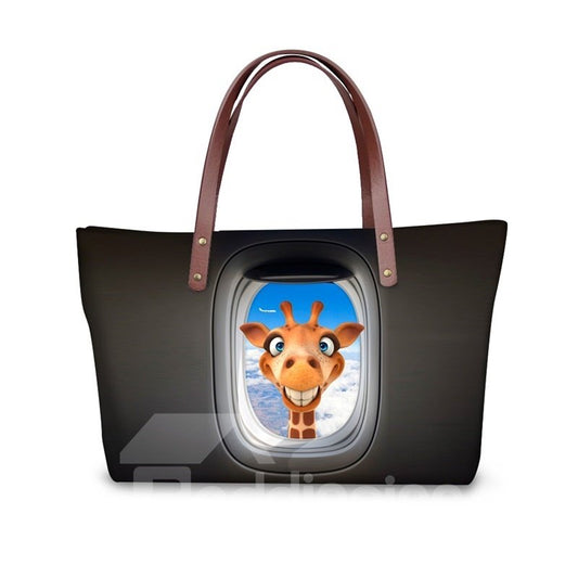 Crazy Giraffe Look at You Impreso en 3D para mujeres y niñas Bolsos de hombro