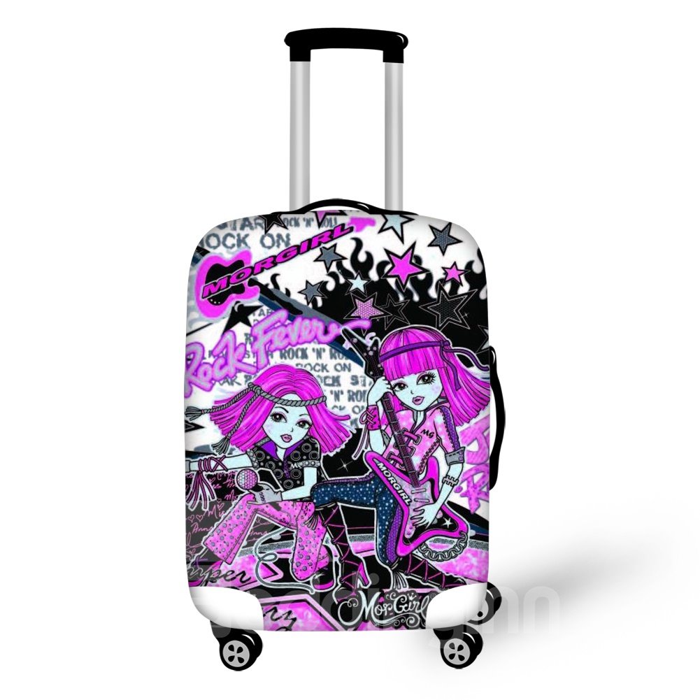 Protectores impermeables de la maleta de la cubierta del equipaje del spandex de la personalidad de las muchachas de Rock Pink