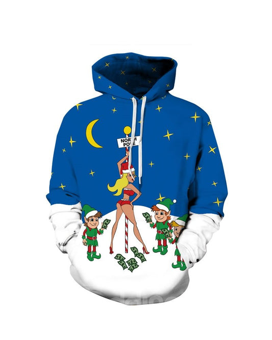 Santa Sexy Lady Weihnachten Langarm 3D-Muster Hoodie