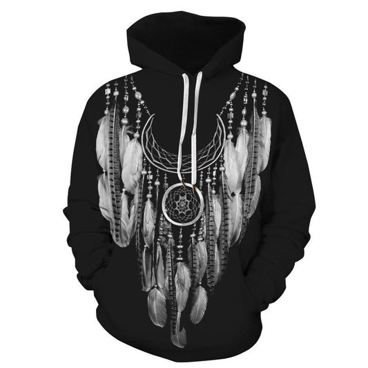 Black Creative 3D Print Men's Hoodie Couple Outfit Unisex Pullover Hoodies Fashion Long Sleeve Sweatshirt Sportswear