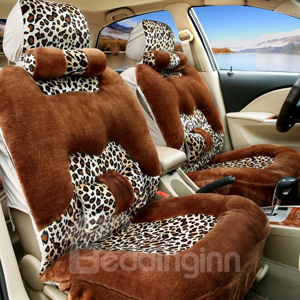 Accesorios de asiento de coche con patrón de piel de leopardo de lujo, fundas de asiento de coche para niñas, ajuste universal a la moda y elegante para Auto, camión, furgoneta, SUV