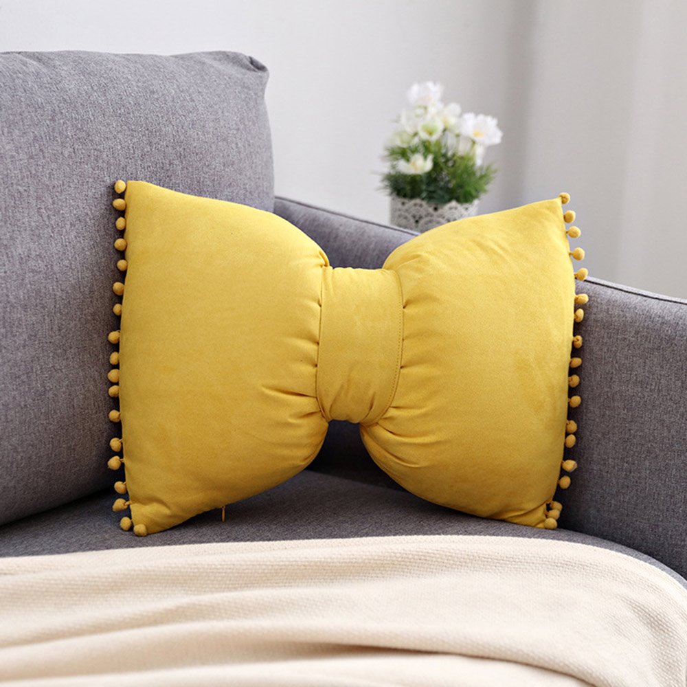 Detachable Cushion Pure Color in Bowknot Pillow Cute Princess Bedside Pillow