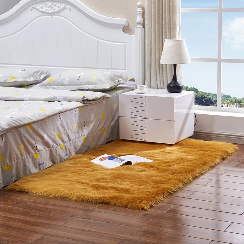 Soft Shaggy Faux Fur Sheepskin Rugs Non Slip Bedroom Mats Fluffy Soft Home Bedroom Rug