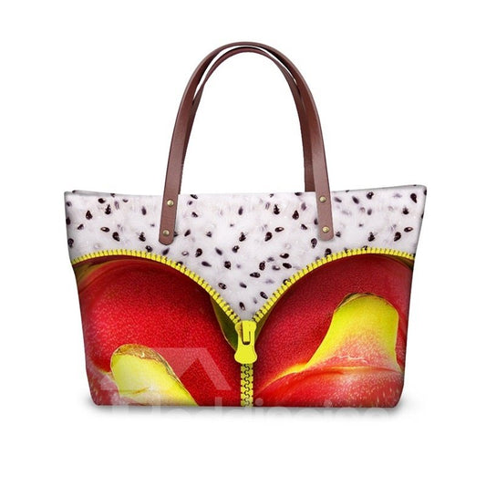 Drachenfrucht mit Reißverschluss, wasserdicht, robust, 3D-gedruckt, für Damen und Mädchen, Schultertaschen