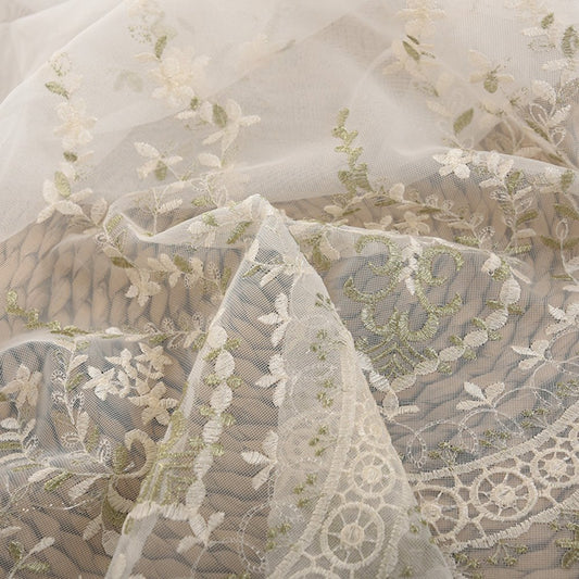 Cortinas transparentes blancas con bordado romántico moderno para sala de estar, dormitorio, poliéster, personalizadas, 2 paneles, cortinas de gasa transpirables, sin pelusas, sin decoloración, sin forro 