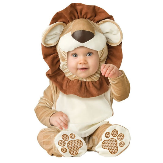 Disfraz de bebé beige de poliéster con decoración de colas en forma de pequeño león