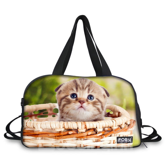 Green Animal Print Nylon Large Capacity Outdoor Shoulder 3D Travel Bags