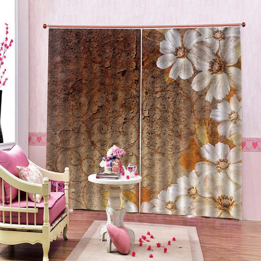 3D Floral Blackout Window Curtains for Modern Home Decoration No Pilling No Fading No off-lining