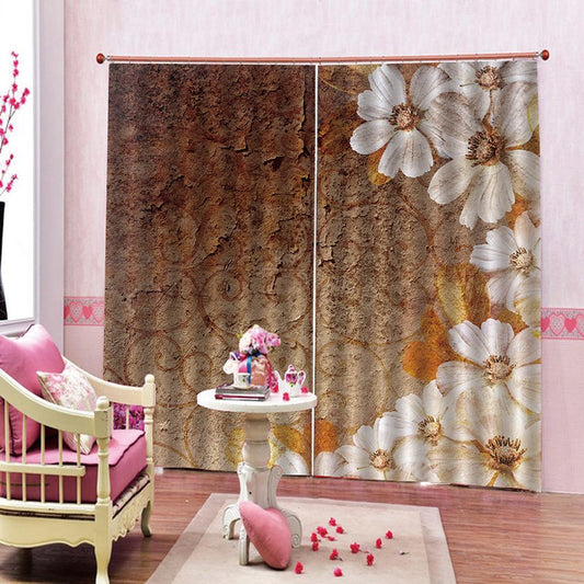 Cortinas opacas florales 3D para decoración del hogar moderno, sin pelusas, sin decoloración, sin forro