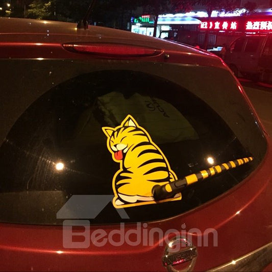 Etiqueta engomada linda y creativa del coche del limpiaparabrisas con forma de gatito