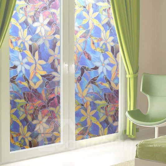 Privacidad decorativa estática de pintura floral sin películas para ventanas de pegamento