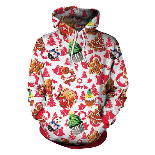 Christmas Gingerbread Man 3D Women's Hoodie Creative Print Unisex Pullover Hoodies Fashion Long Sleeve Sweatshirt Sportswear
