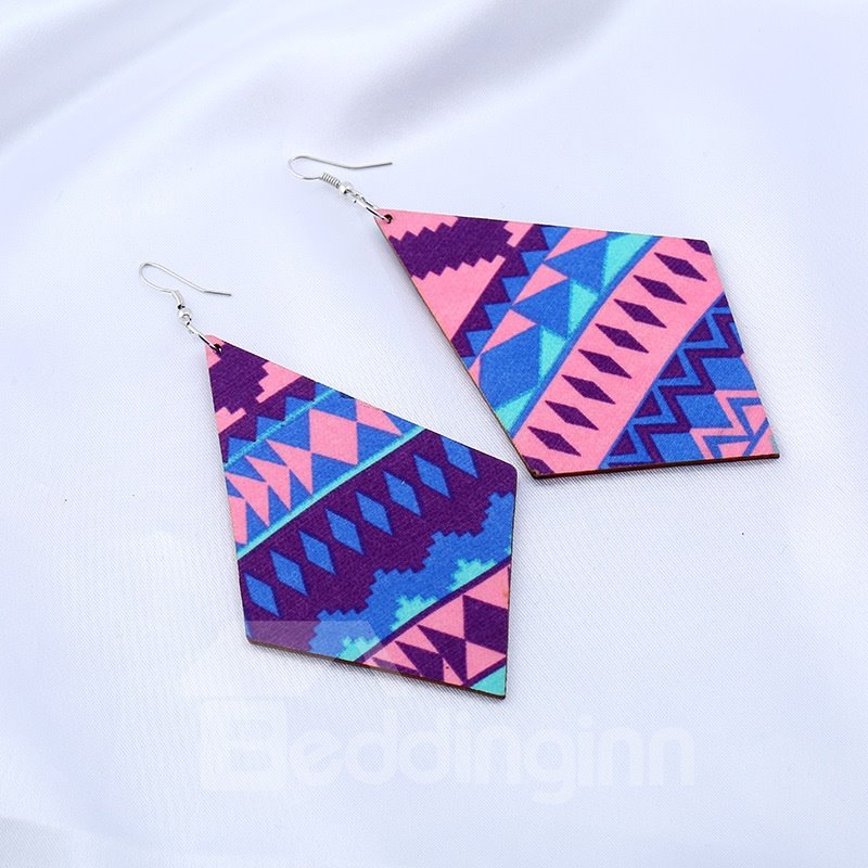 Exaggerated Ethnic Style Wooden Double-sided Geometric Earrings ?