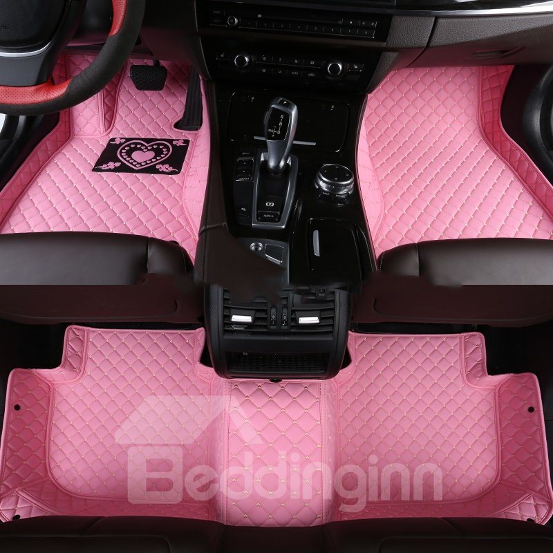 With Heart-shaped Pattern PVC Leather Waterproof Custom Fit Car Floor Mat