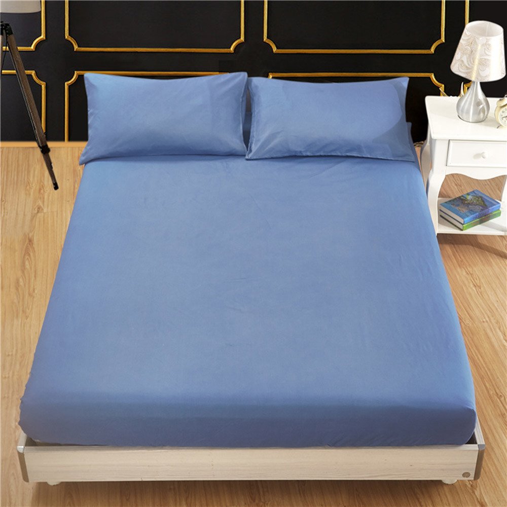Juego de sábanas de 3 piezas Juego de cama de color sólido 1 sábana ajustable 2 fundas de almohada Poliéster suave